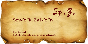 Szvák Zalán névjegykártya